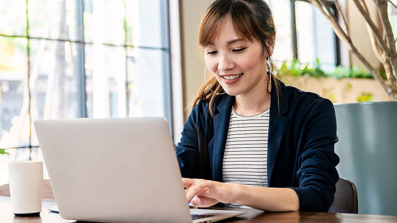 woman working with her laptop