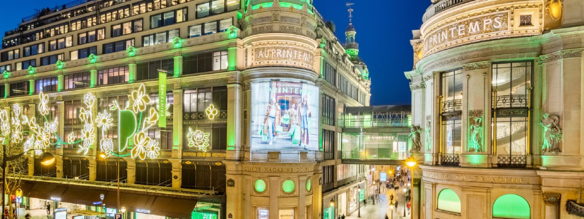 Printemps building with night lights